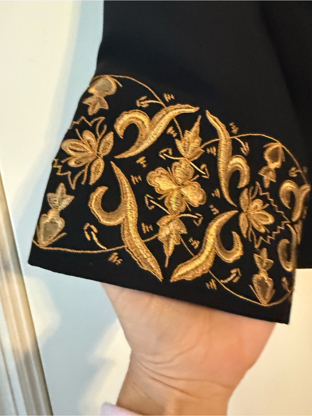 Black Jacket with Gold Embroidered Collar & Cuffs - Picture 6 of 7
